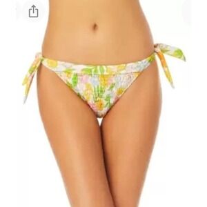 California Sunshine Smocked Bikini Bottom Yellow Large